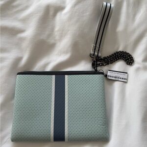 NWT Haute Shore Wristlet Clutch with Navy Stripe